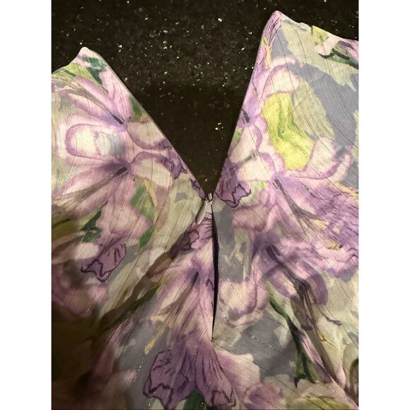 Elliatt Milena Strapless Maxi Dress Purple Floral Wedding Guest Size L  NWT Flaw - Picture 7 of 8